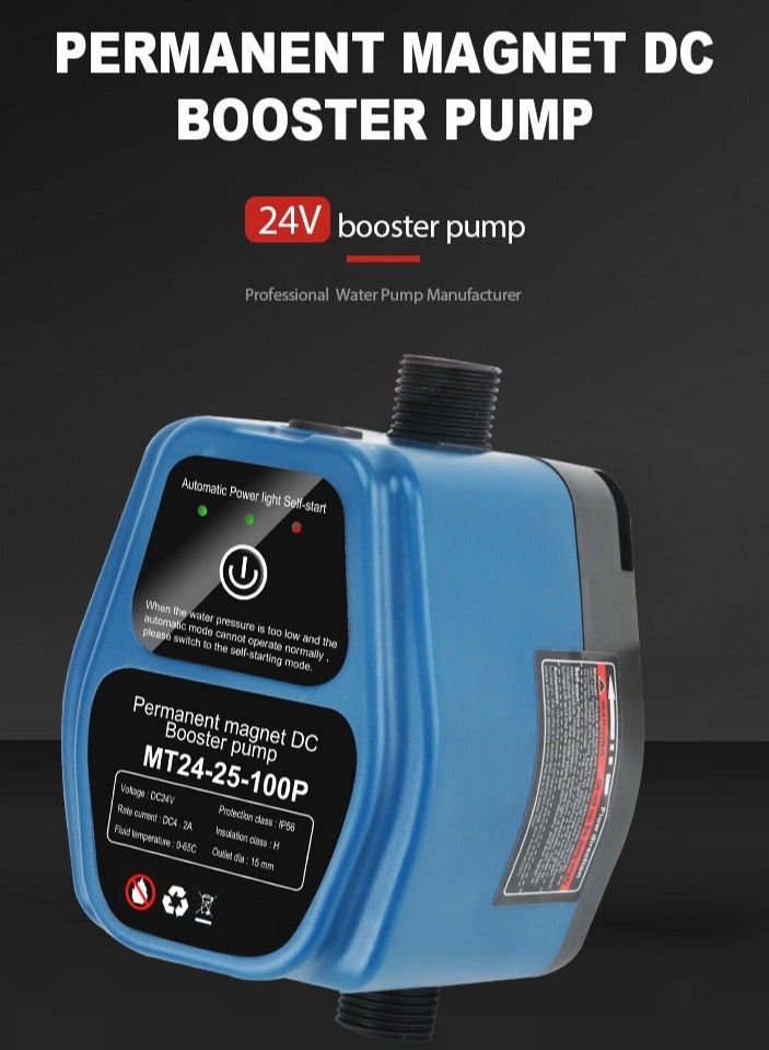 24V Mini Water Pressure Booster Pump, 100W 25L Automatic Shower Booster Pump, Blue - Image 3