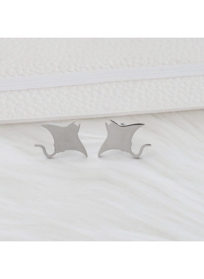SEIRAA - Stingray Stud Earrings Sea Animal Jewelry For Women Stingray Lover Earrings Dainty Earrings (Animal Earring) - Image 1