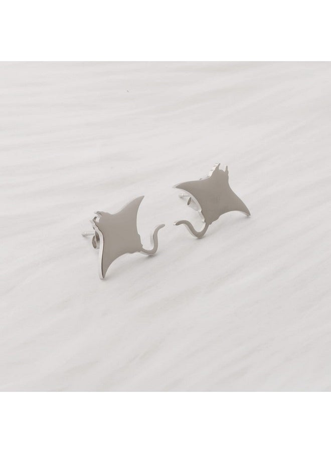 SEIRAA - Stingray Stud Earrings Sea Animal Jewelry For Women Stingray Lover Earrings Dainty Earrings (Animal Earring) - Image 1