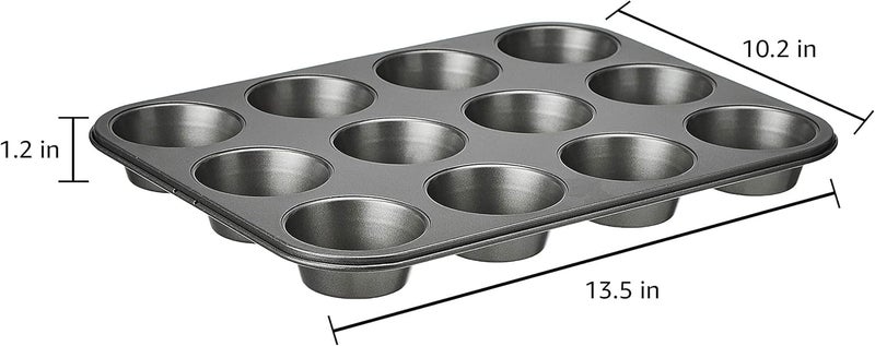 Casa Azul 2pcs 12Cup Muffin Tray for Baking with 100 Muffin Liners BPA Free NonStick Carbon Steel Cupcake Tray 500F Heat Resistant Microwave OTG Oven Safe Cupcake Mould for Baking - Image 2