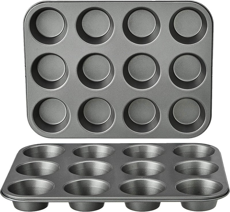 Casa Azul 2pcs 12Cup Muffin Tray for Baking with 100 Muffin Liners BPA Free NonStick Carbon Steel Cupcake Tray 500F Heat Resistant Microwave OTG Oven Safe Cupcake Mould for Baking - Image 5