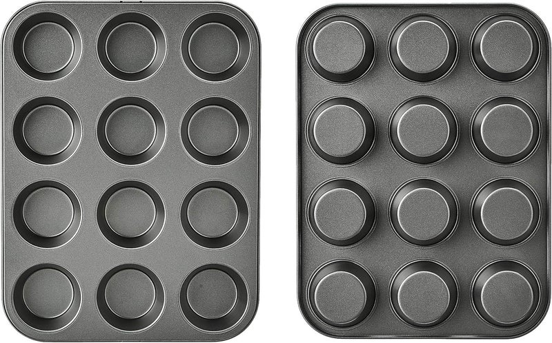 Casa Azul 2pcs 12Cup Muffin Tray for Baking with 100 Muffin Liners BPA Free NonStick Carbon Steel Cupcake Tray 500F Heat Resistant Microwave OTG Oven Safe Cupcake Mould for Baking - Image 1