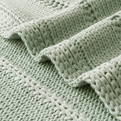 RECYCO Cable Knit Sage Green Throw Blanket for Couch, Super Soft Warm Cozy Decorative Knitted Throw Blanket 2.3LB for Bed, Sofa, Chair 50"x60" - Image 3
