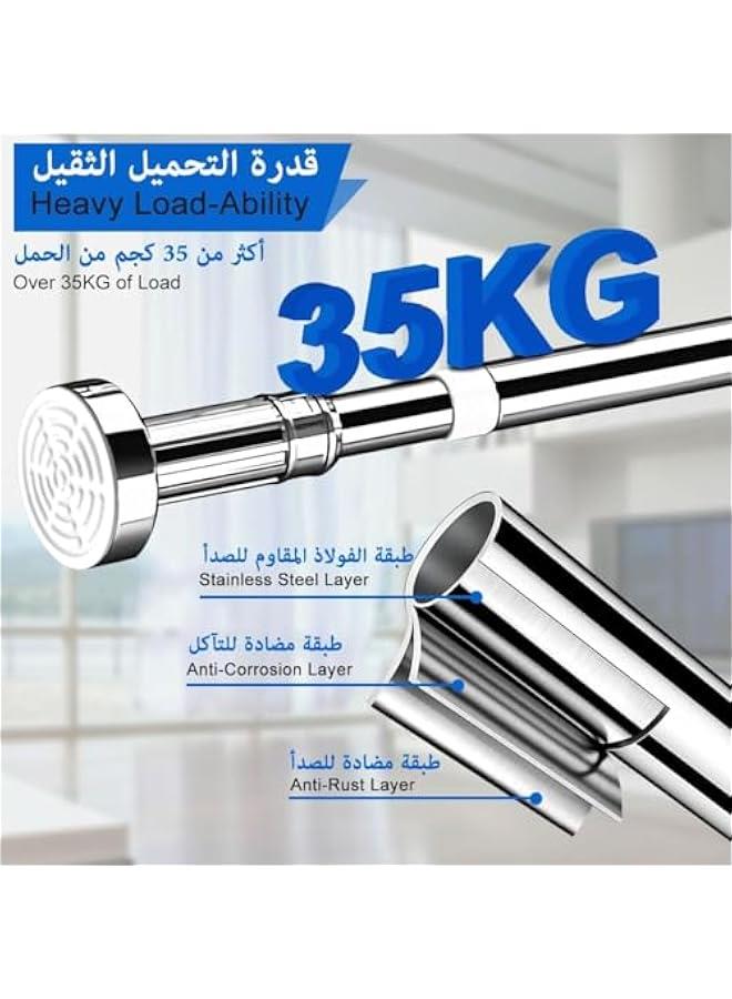HOOKOR Tension Shower Rods, 100-167cm Never Rust + Non-Fall Down, 304 Stainless Steel, Super-Large Non-Slip Plate Spring Shower Curtain Rods Use Bathroom Kitchen Home Never Collapse No Drill - Image 4