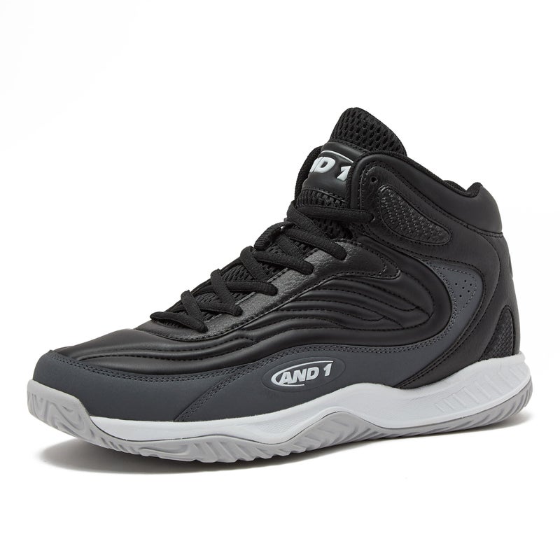AND1 Pulse 30 Basketball Shoes for Men Indoor or Outdoor Street or Court Basketball Sneakers Men Black Red or White BlackWhiteLight Grey 12 Medium