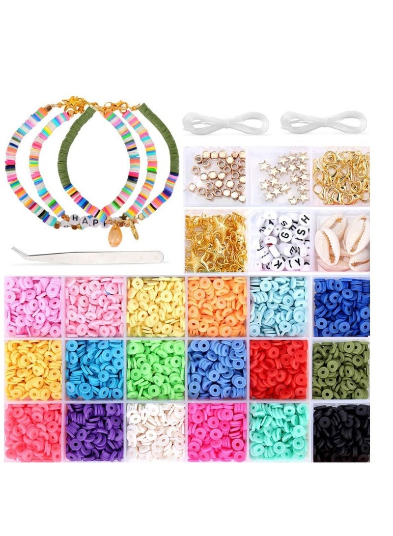 SYOSI Jewelry Making Kit Beads for Bracelets  Bead Craft Kit Set 4800 Pcs Clay Beads for Jewelry Making Necklace Earring DIY Craft Kit Gift for Women Wife Girlfriend Adult Kid 6MM - Image 1