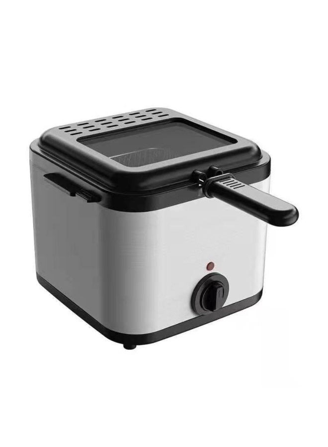 Tradeo 2.5L Deep Fryer with Viewing Window | Stainless Steel Lid & Non-Stick Frying Basket | Adjustable Temperature Control | Silver & Black Home Electric Fryer for Chips, Chicken, Fish & Snacks - Image 1