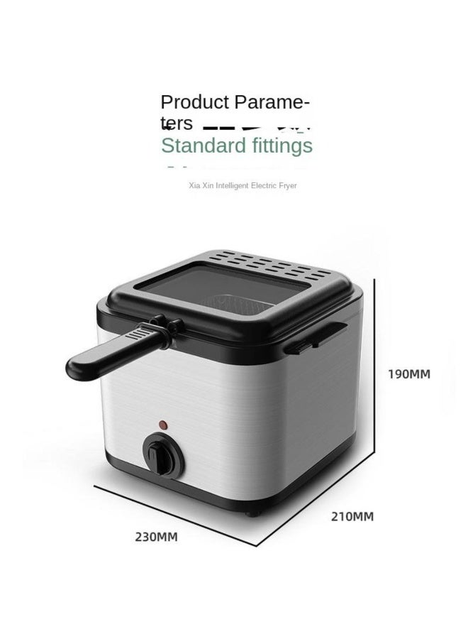 Tradeo 2.5L Deep Fryer with Viewing Window | Stainless Steel Lid & Non-Stick Frying Basket | Adjustable Temperature Control | Silver & Black Home Electric Fryer for Chips, Chicken, Fish & Snacks - Image 2