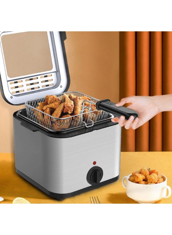 Tradeo 2.5L Deep Fryer with Viewing Window | Stainless Steel Lid & Non-Stick Frying Basket | Adjustable Temperature Control | Silver & Black Home Electric Fryer for Chips, Chicken, Fish & Snacks - Image 4