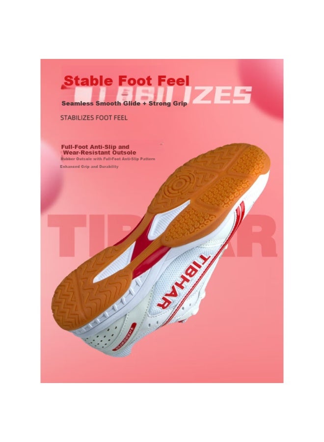 Tibhar Professional Table Tennis Shoes Women's Advanced Summer Breathable Sports Shoes Men's White Red Size 36 - Image 2
