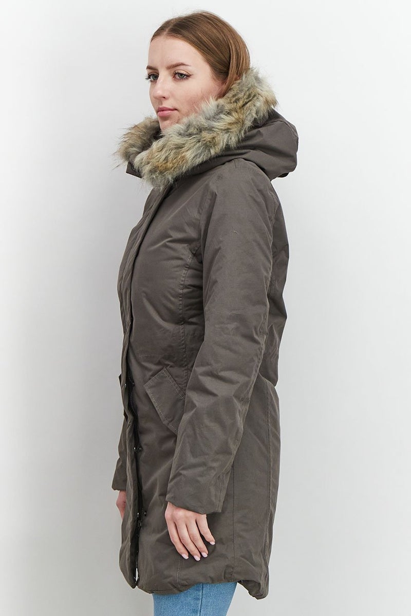 Tchibo Women Faux Fur Full Zip Thermal Jacket, Light Brown - Image 3
