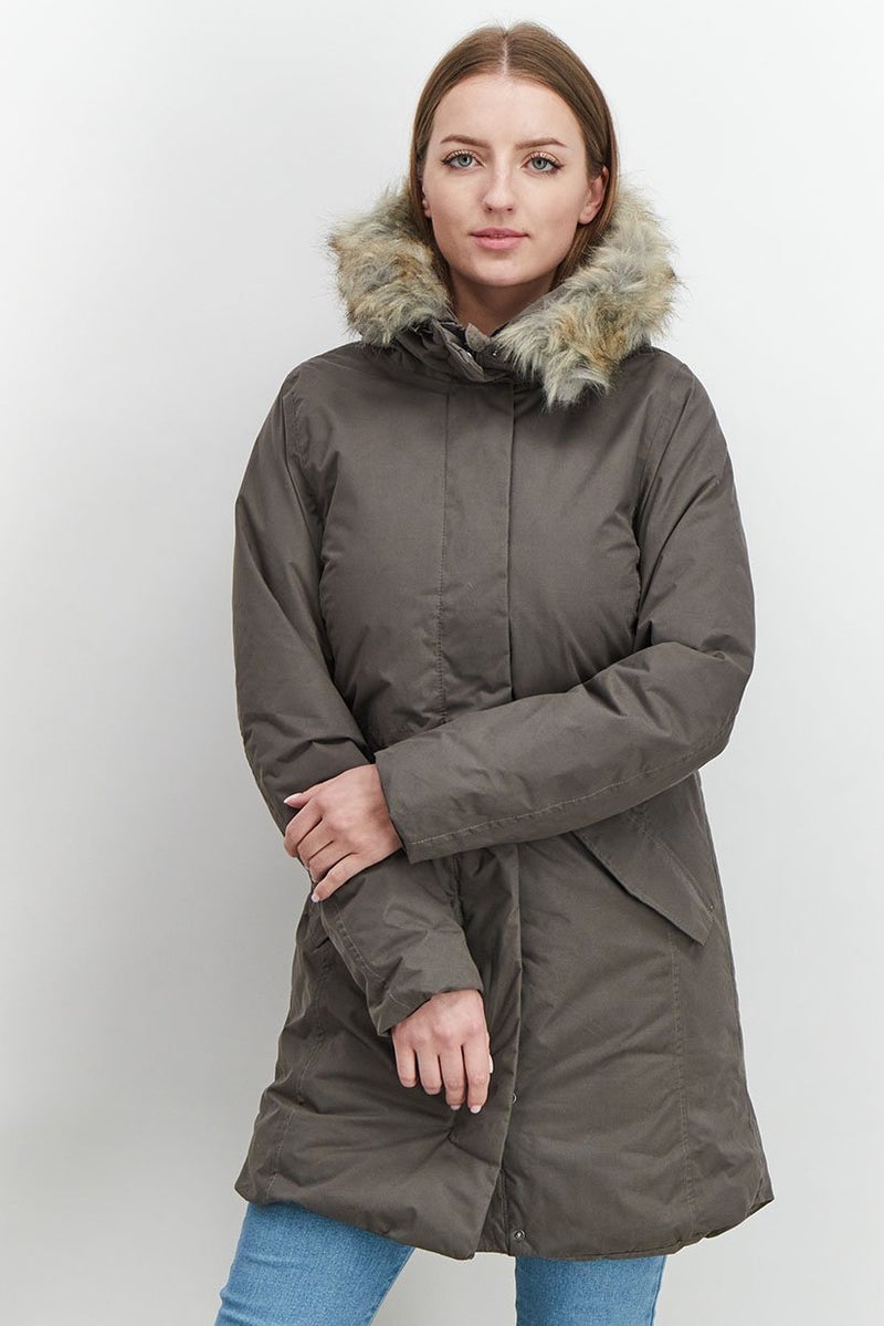 Tchibo Women Faux Fur Full Zip Thermal Jacket, Light Brown - Image 1