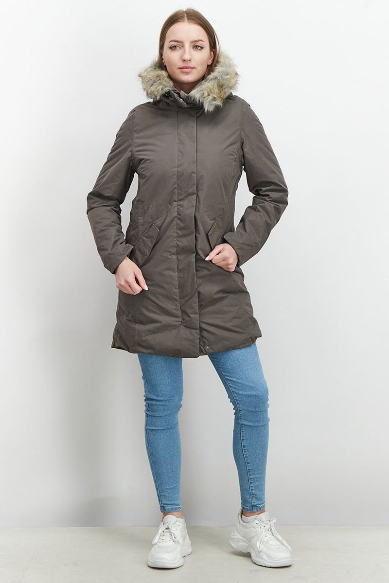 Tchibo Women Faux Fur Full Zip Thermal Jacket, Light Brown - Image 4