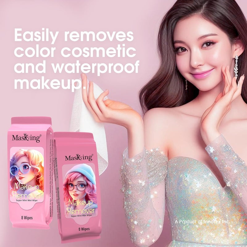 Masking Super mini Makeup Remover Wipe Super Mini Size Wipe Easy Carry in Pocket Makeup Remover for Face Pack 20 - Image 2