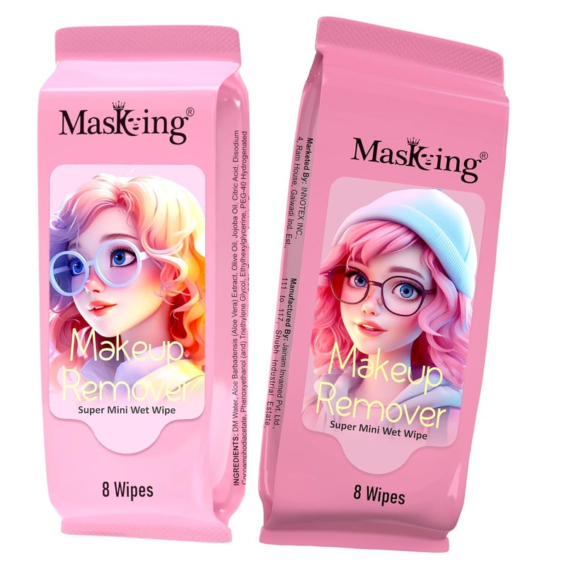 Masking Super mini Makeup Remover Wipe Super Mini Size Wipe Easy Carry in Pocket Makeup Remover for Face Pack 20 - Image 3