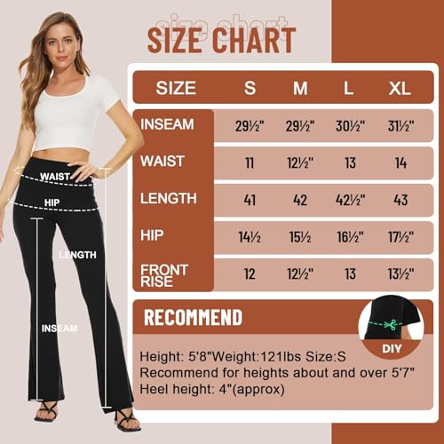 TNNZEET Women’s Flare Yoga Pants with Pockets, High Waisted Workout Black Bootcut Leggings - Image 4