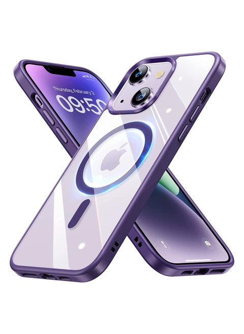 Built in Magnets Compatible with MagSafe Clear Hard PC Back Cover Soft TPU Frame Shockproof Protective Slim Bumper Case for iPhone 12/iphone 12 pro_ Purple