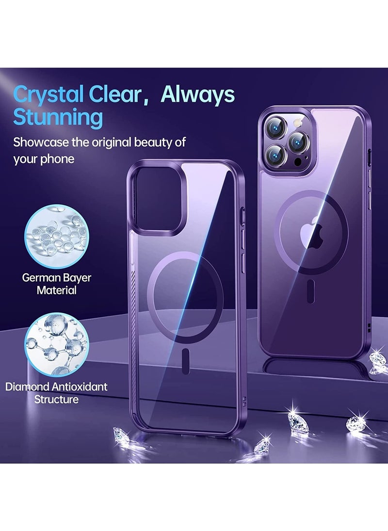 Generic Built in Magnets Compatible with MagSafe Clear Hard PC Back Cover Soft TPU Frame Shockproof Protective Slim Bumper Case for iPhone 12/iphone 12 pro_ Purple  - Image 5