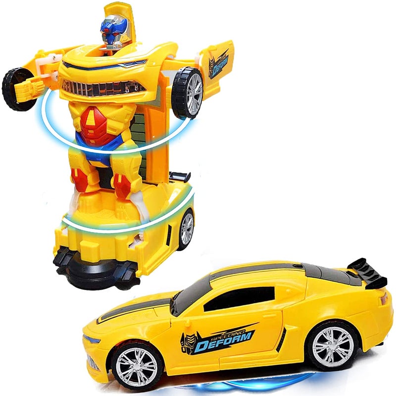 Toysery Transforming Robot Car - One Button Transformation Toy Car with Realistic Engine Sounds, LED Lights and 360 Degree Rotation Speed Drifting Function - Image 1