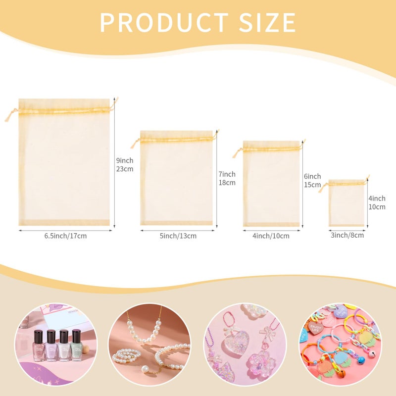 Crweety 50PCS Organza Bags 6x9 Inch, Small Mesh Gift Bags Drawstring for Jewelry Candy Sachet Goodie, Mini Mesh Favor Bags for Valentine Gifts Wedding Baby Shower Birthday Party (Gold) - Image 2