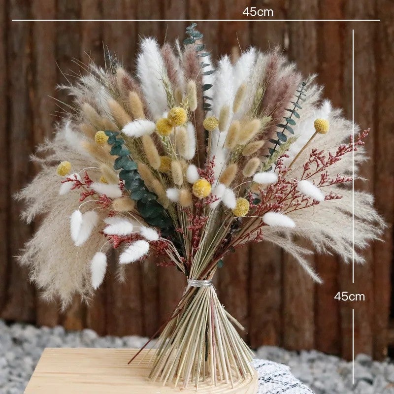 Bluejw Reed Pampas Grass Bouquet - Natural Dried Flowers Mix, Bunny Tails, Eucalyptus - Boho Home Decor, Dried Plants Arrangement - Image 4