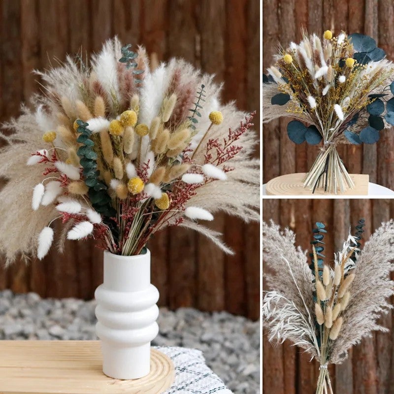 Bluejw Reed Pampas Grass Bouquet - Natural Dried Flowers Mix, Bunny Tails, Eucalyptus - Boho Home Decor, Dried Plants Arrangement - Image 5