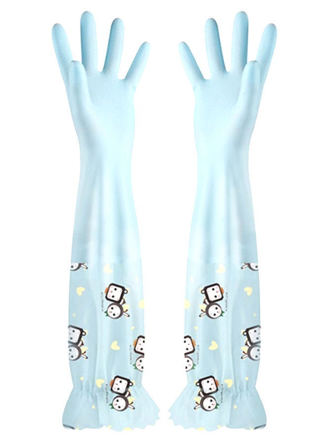 NIBEMINENT Pair Of Waterproof Cleaning Gloves Blue/Black/White 420 x 500mm