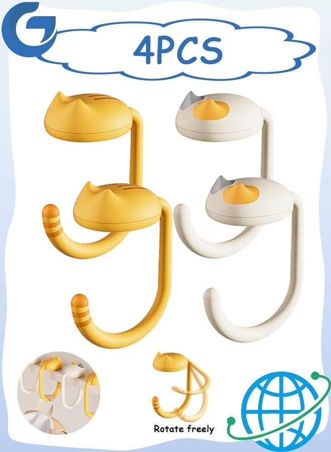 GD 4 PCS Hook, Cute Cat Bag Hook for Tabl,  Anti-Slip Base No Stick Hook for Table Stylish and Functional Desk Accessory - Image 1