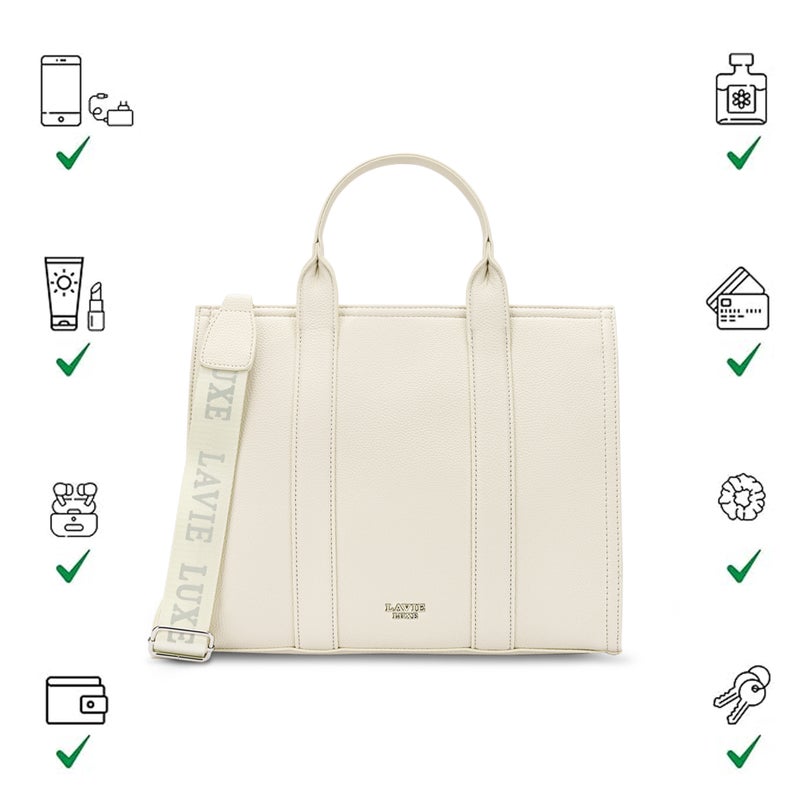 Lavie Luxe Women's Cob's25 Medium satchel (Off White) - Image 4