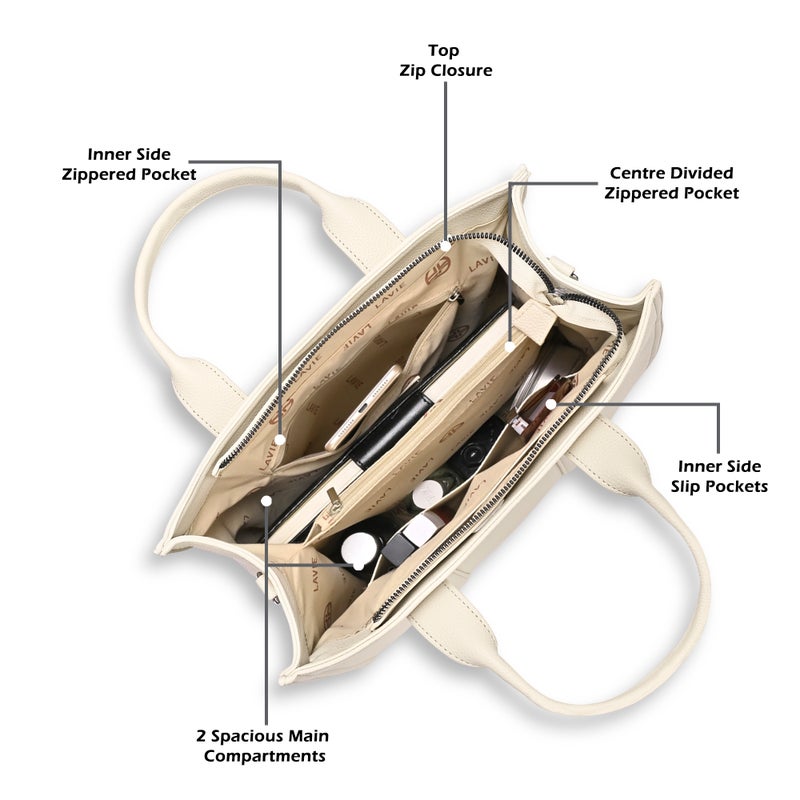 Lavie Luxe Women's Cob's25 Medium satchel (Off White) - Image 3
