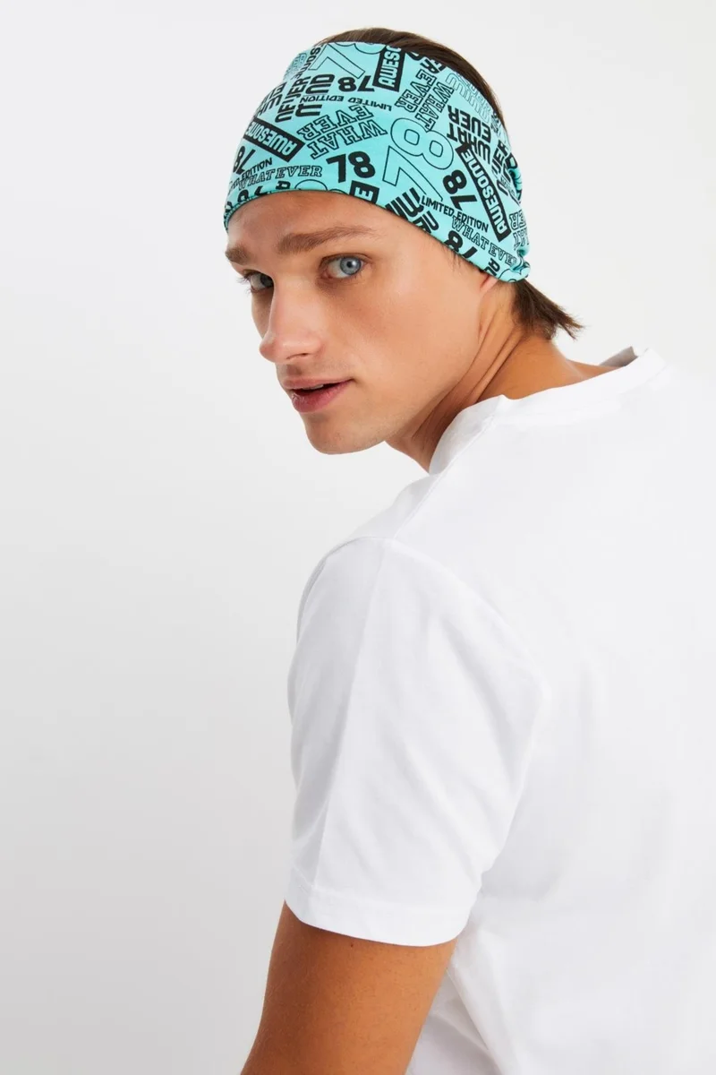 بوتيكجيز Turquaz Men's Cotton Combed Comb, Non-Slip, Ultra Light, Sport Wide Headband Bandana Buff