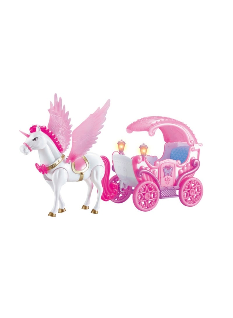 Sarah Creations Walking unicorn with carriage Doll and music Assorted colour - Image 1