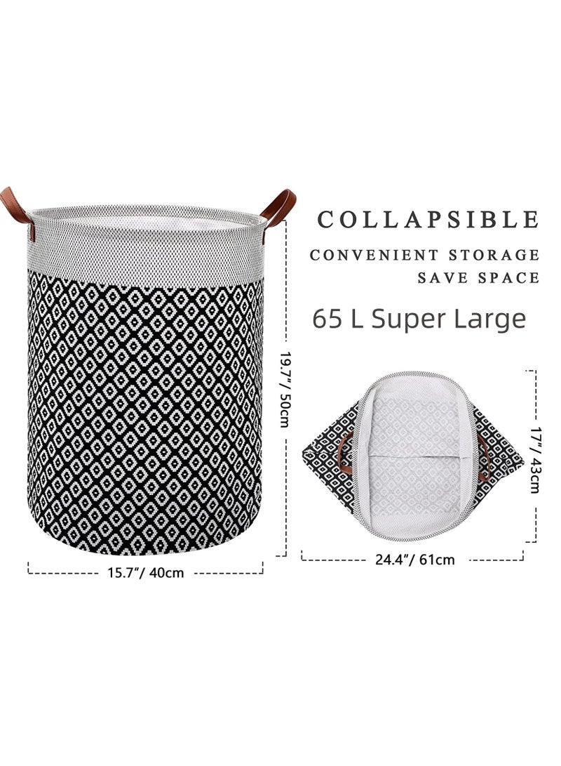 2 Pack Laundry Baskets, 65 L Foldable Waterproof Laundry Basket Laundry Hamper Bag Washing Bin Clothes Bag Organizer Basket for Toys Clothes Bedroom - Image 2
