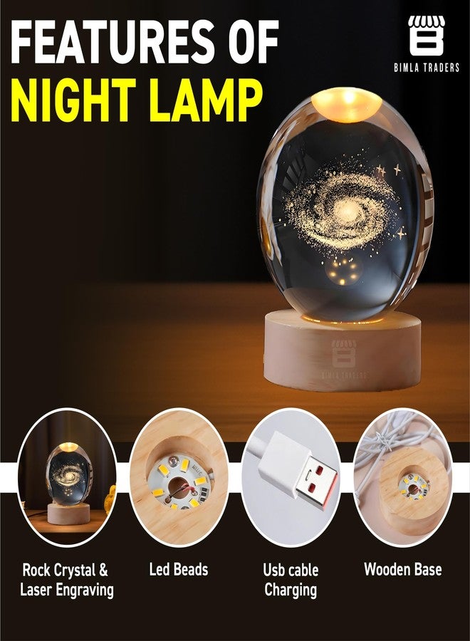 CRAE 3D Milky Way Ball Night Light with Wooden Base for Home Decor, Living Room, Bedrooms Ornament - Image 4