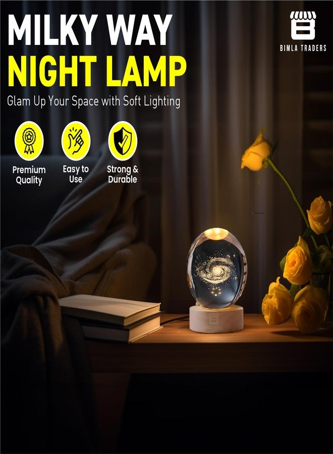 CRAE 3D Milky Way Ball Night Light with Wooden Base for Home Decor, Living Room, Bedrooms Ornament - Image 2