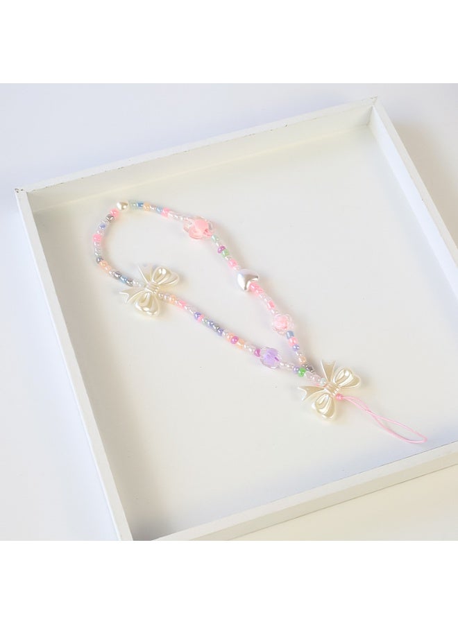 NIBEMINENT Phone Charm/ Chain Strap for Women Girls, Beaded Cartoon Cell Phone Case Lanyard Wrist Strap - Image 1