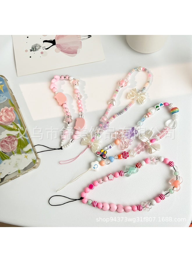 NIBEMINENT Phone Charm/ Chain Strap for Women Girls, Beaded Cartoon Cell Phone Case Lanyard Wrist Strap - Image 2
