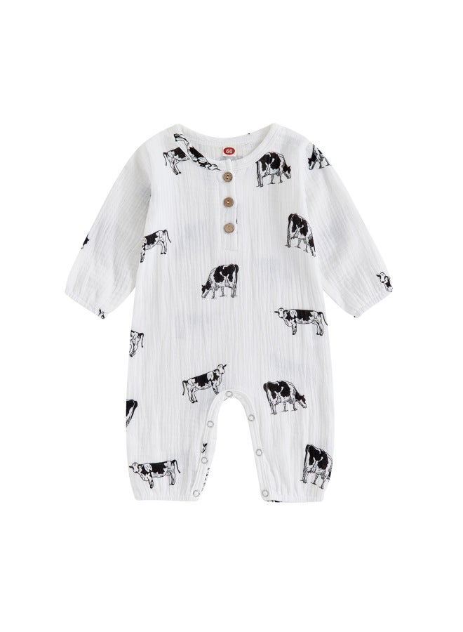 New Children's Bubble Cotton Cattle Printed Jumpsuit Two-color Optional