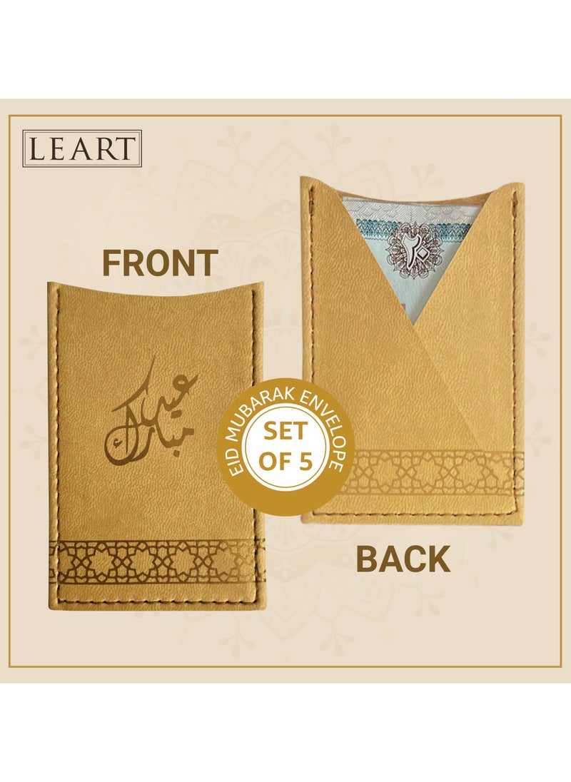 LeArt Leather Eid Envelopes - Eid Mubarak Envelopes | Eid Envelopes | Eid Decorations | Eid Envelopes for Kids (Camel | Set of 5)  - Image 2