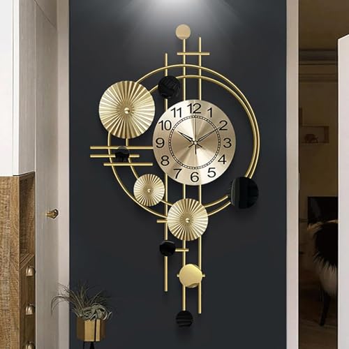 FUNTEREST Metal Wall Hanging Floral Handmade Sweep Machine Silent Analog Wall Clock Watch Multicolor for Bedroom/Drawing Room/Hall/Dining Room (30X16 Inch) - Image 1