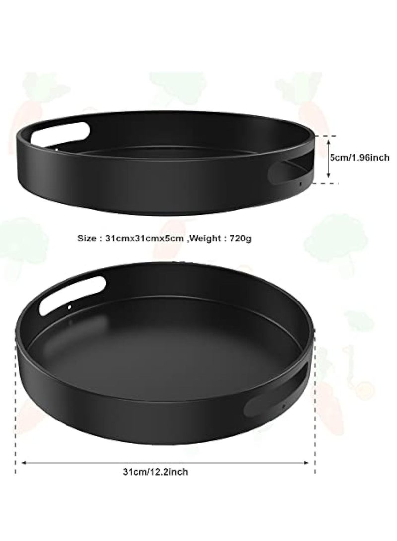 Arabest Carbon Steel Lazy Susan Organizer,Black 360°Stable Revolving Spice Rack Turntable for Pantry Cabinet,Decorative Trays Storage Containers Organizer for Kitchen Cabinet, Snacks, Bathroom,12.2inch - Image 2