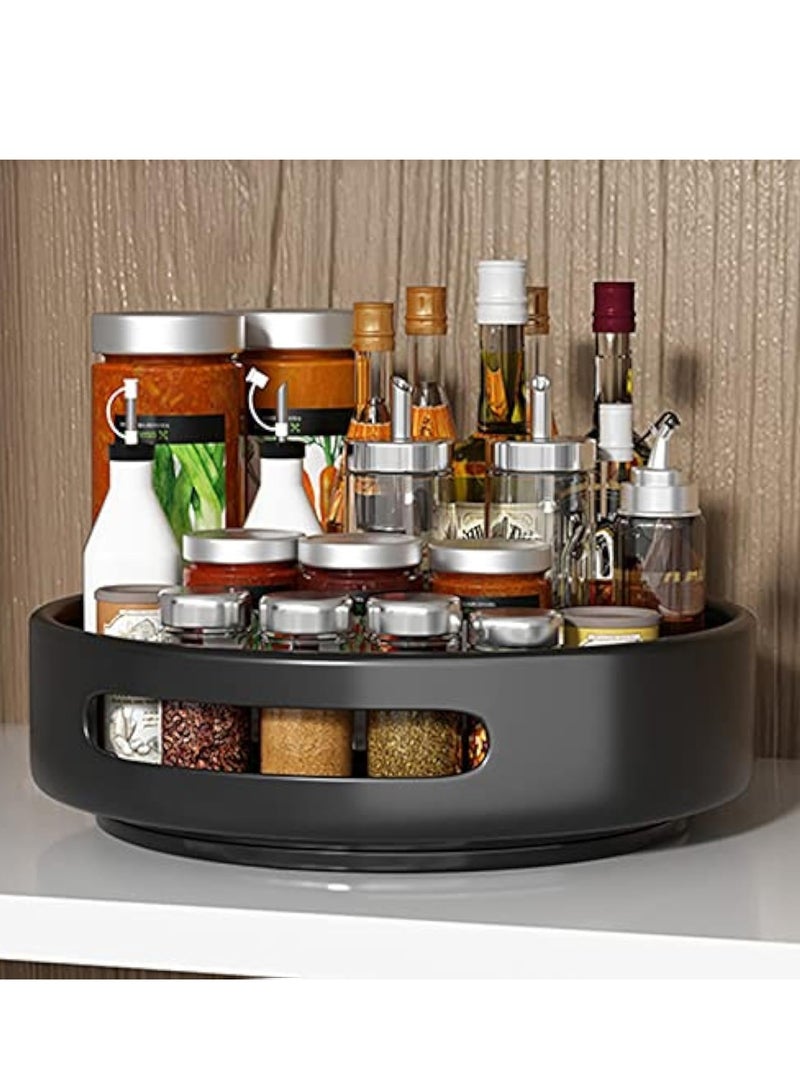 Arabest Carbon Steel Lazy Susan Organizer,Black 360°Stable Revolving Spice Rack Turntable for Pantry Cabinet,Decorative Trays Storage Containers Organizer for Kitchen Cabinet, Snacks, Bathroom,12.2inch - Image 1