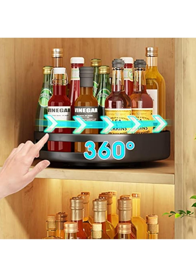 Arabest Carbon Steel Lazy Susan Organizer,Black 360°Stable Revolving Spice Rack Turntable for Pantry Cabinet,Decorative Trays Storage Containers Organizer for Kitchen Cabinet, Snacks, Bathroom,12.2inch - Image 3