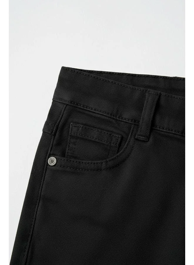 Magu Kids' Cotton Black Pants – Straight Cut, with Pockets