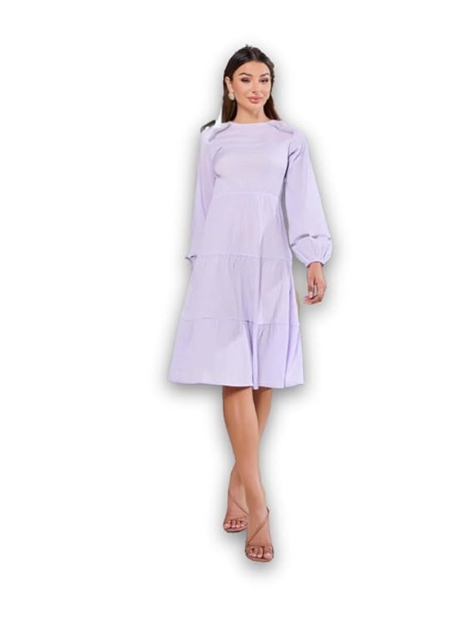 Styli Women Textured Round Neck A-Line | Elegant Tiered Dress for Women xl - Image 1