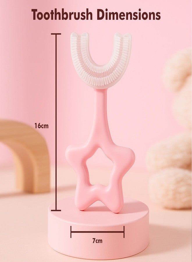 BE'BE' BURP Bebe Burp U Shaped Toothbrush for Kids, Food Grade Soft Silicone Brush Head, 360° Oral Teeth Cleaning Tools, Children Infant U Shape Manual Toothbrush (2-8 Years)(Star Shape) - Image 3