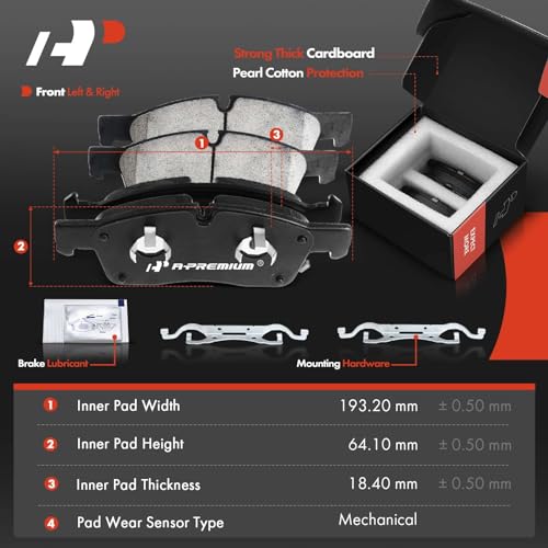 A-Premium 13.78 inch(350 mm) Front Drilled and Slotted Disc Brake Rotors + Ceramic Pads Kit Compatible with Select Dodge and Jeep Models - Durango 2011-2020, Grand Cherokee 2011-2018, 6-PC Set - Image 3