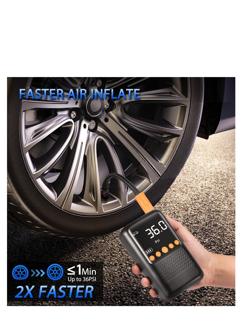 SOLARAE Portable Tire Inflator, Cordless Air Compressor for Car and Bike, Rechargeable Mini Pump with 150 PSI Pressure Gauge, 2X Faster Air Pump for Tires, Ideal for Bicycles and Vehicles. - Image 3