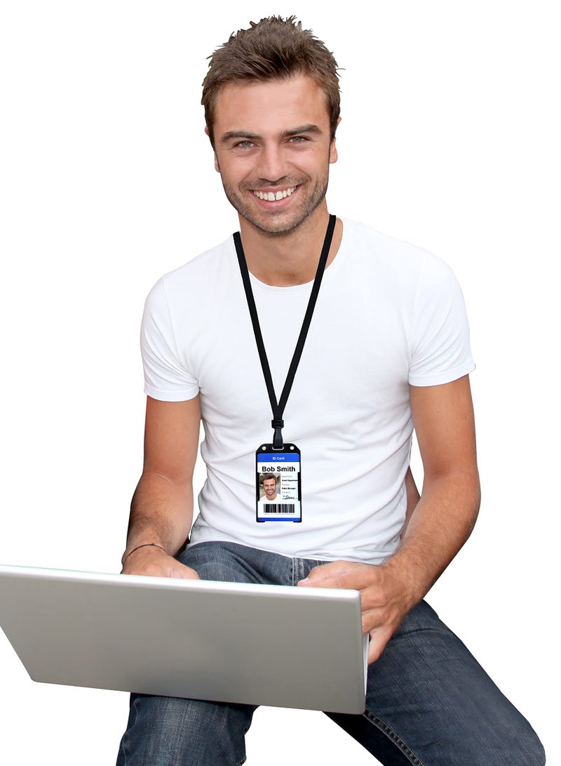 SYOSI 25 Pack ID Black Lanyards 36" Premium Adjustable Breakaway Lanyards for ID Badge Name Tag Durable Polyester Lanyard with No-Twist Plastic Clip Hook for School Hospital Cards ID Badges Black - Image 5