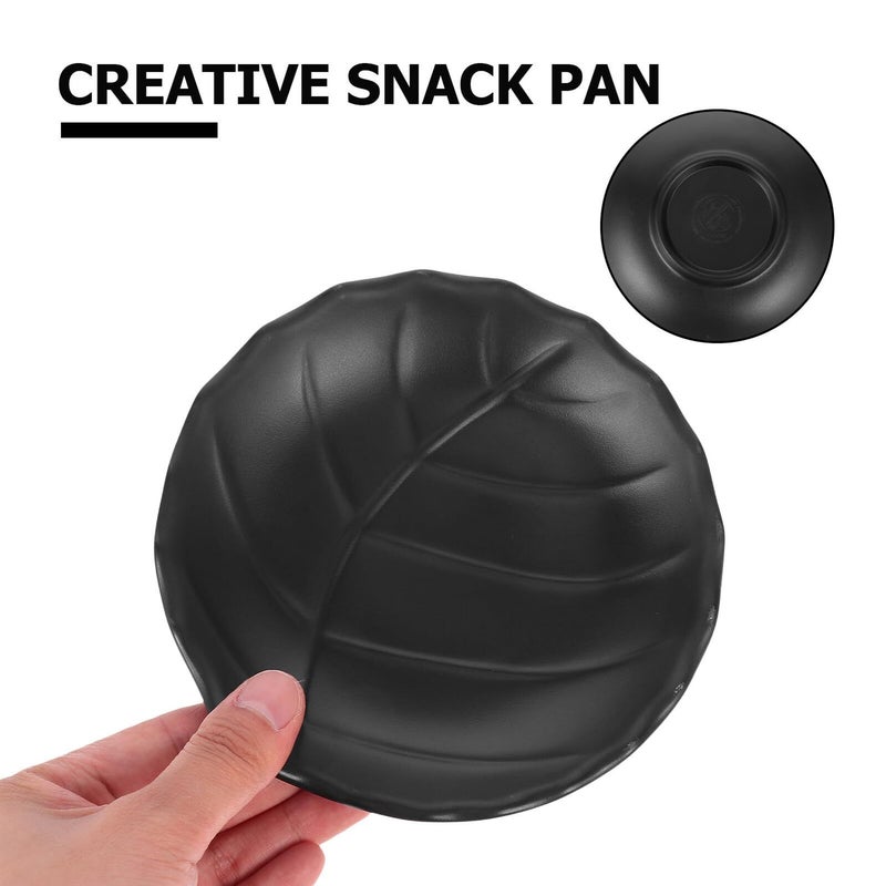 Black Ceramic Leaf Pattern Appetizer Plate For Snacks Side Dishes Desserts Salad - Image 4
